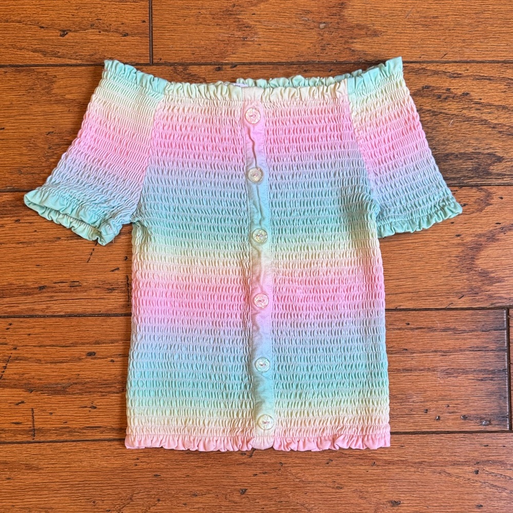 Beautees Pastel Smocked Top